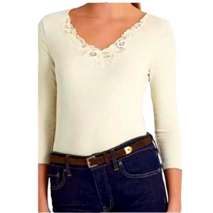 NWT❗️Lauren RALPH Lauren /Cream Lace long Sleeve /Sz Petite Large